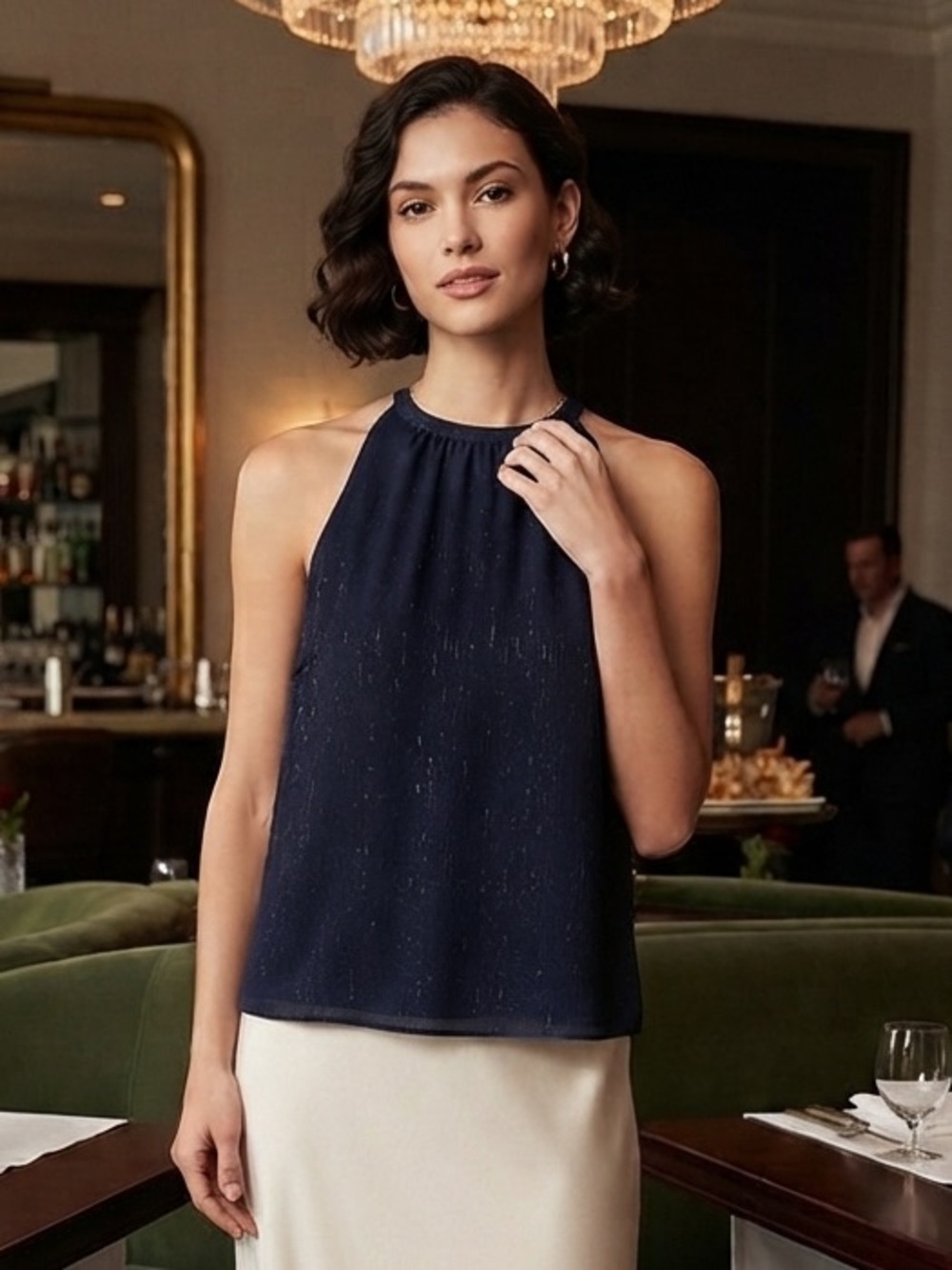 J. Crew Navy Halter Blouse